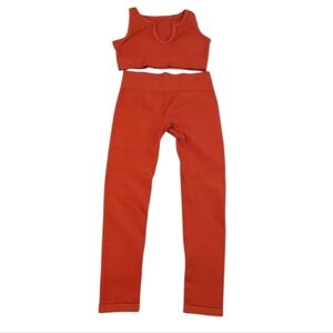 Set. New Women's Burnt Orange Pants Cropped Sleeveless Tank Top Set Small